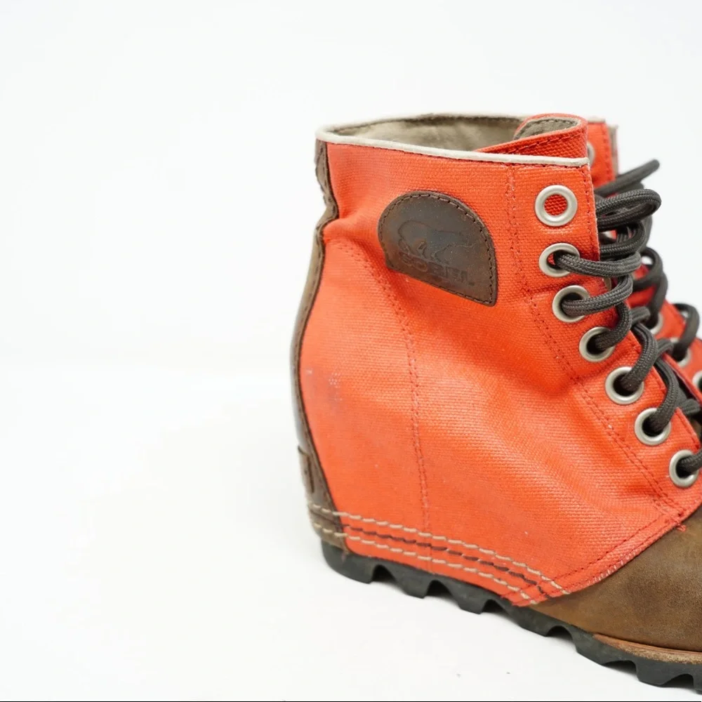 Sorel PDX 1964 Premium Wedge Boots Womens 6 Red Brown Heeled Shoes NL2796-012 - Picture 2 of 10